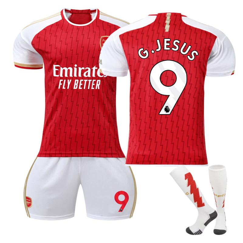 UONNO Arsenal F.C. Away Jersey G.JESUS #9 Soccer Jersey Kids Adult 3Pcs Jersey Kits