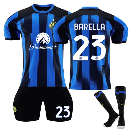 UONNO INTER Home Jersey BARELLA #23 Soccer Jersey Kids Adult 3-Pieces Jersey Kits