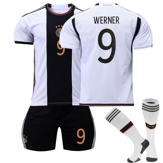 UONNO WERNER #9 Germany Home Jersey 2022/23 Soccer Jersey Kit Football T-shirt Set For Adult Kids