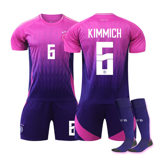 UONNO KIMMICH #6 Germany Away Jersey Soccer Jersey Kit Football T-shirt Set for Adult Kids