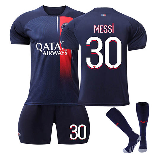 UONNO Paris Home Jersey MESSI #30 Soccer Jersey Kids Adult 3-Pieces Jersey Kits