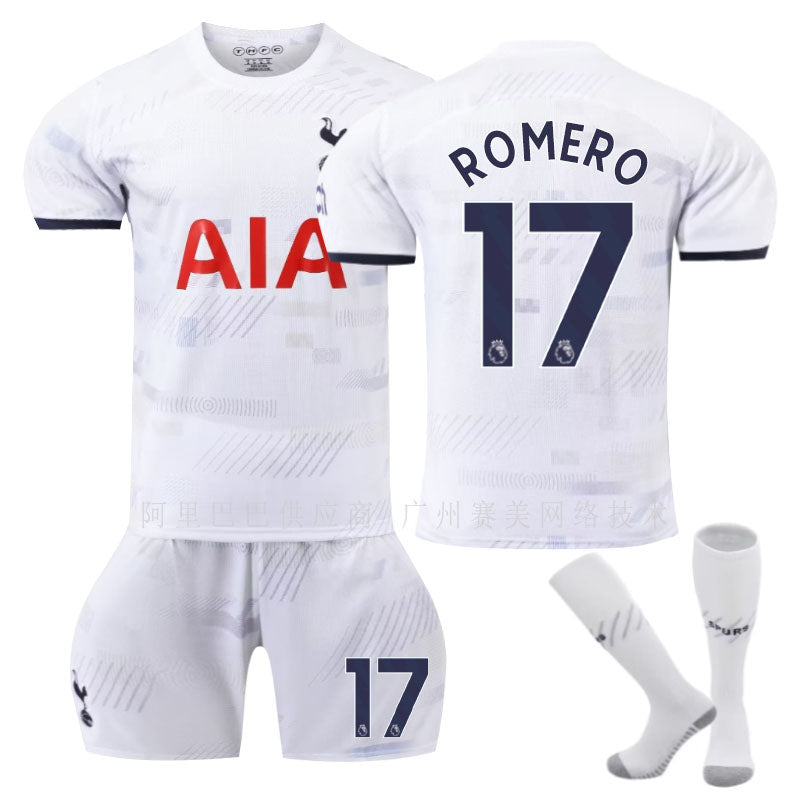 UONNO Spurs Home Jersey ROMERO #17 Soccer Jersey Kids Adult 3-Pieces Jersey Kits-White