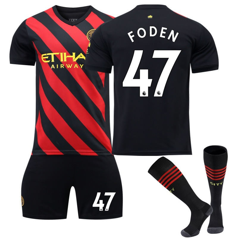 UONNO FODEN #47 Manchester Away Jersey 2022/23 Soccer Jersey Kit Football T-shirt Set For Adult Kids