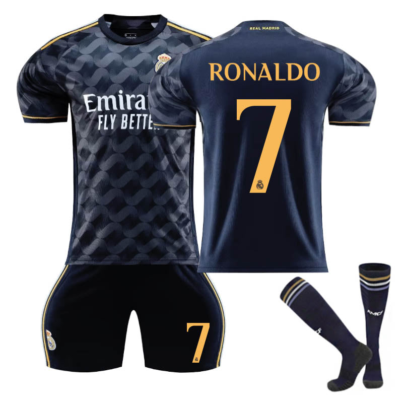 UONNO Real Madrid Away Jersey RONALDO #7 Soccer Jersey Kids Adult 3Pcs Jersey Kits