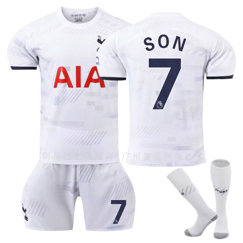 UONNO Spurs Home Jersey SON #7 Soccer Jersey Kids Adult 3-Pieces Jersey Kits-White