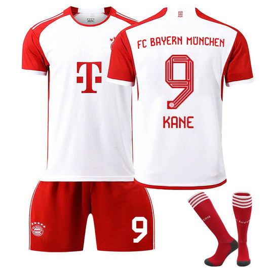 UONNO Bayern Home Jersey KANE #9 Soccer Jersey Kids Adult 3-Pieces Jersey Kits