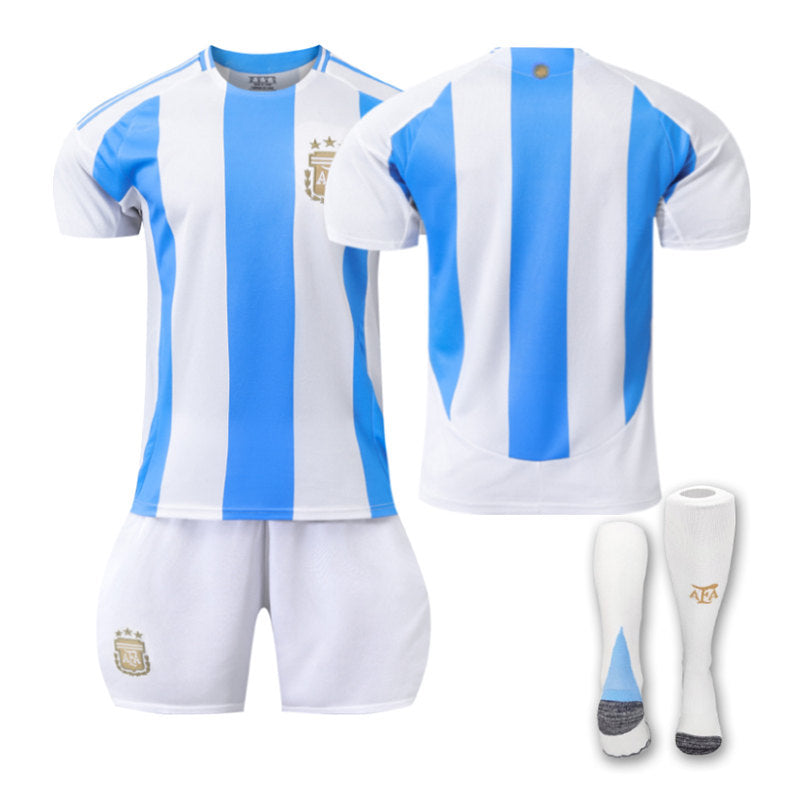 UONNO Argentina Home Jersey Soccer Jersey Kit Football T-shirt Set for Adult Kids