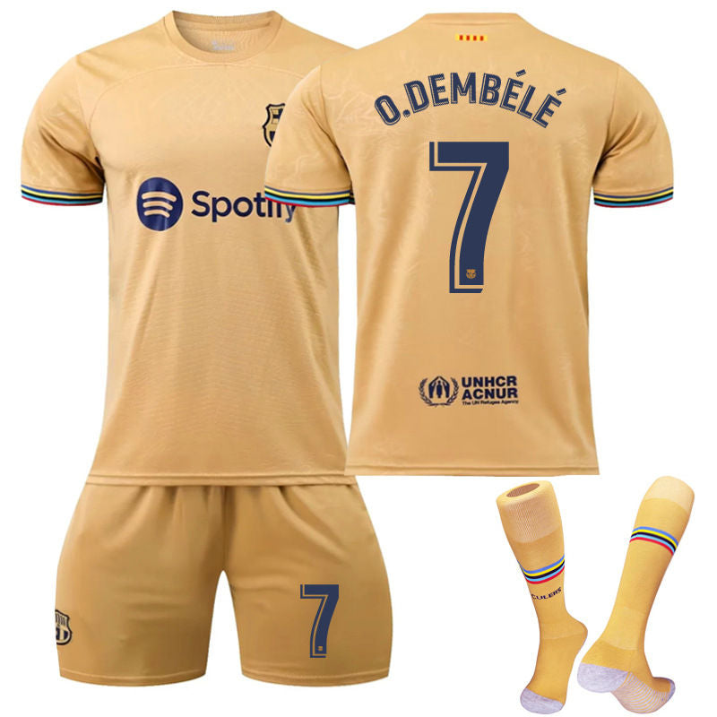 UONNO O.DEMBELE #7 Barca Away Shirt 2022/23 Soccer Jersey Kit Football Set For Adult Kids