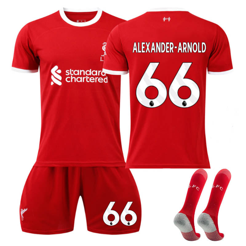 UONNO Liverpool Home Jersey ALEXANDER-ARNOLD #66 Soccer Jersey Kids Adult 3-Pieces Jersey Kits