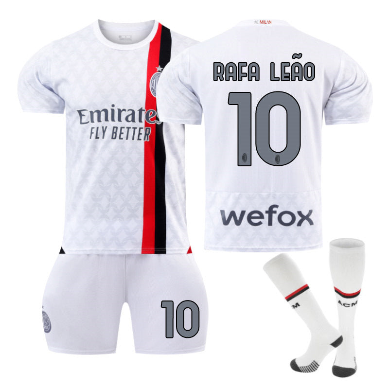 UONNO AC Milan Away Jersey RAFA LEAO #10 Soccer Jersey Kids Adult 3-Pieces Jersey Kits