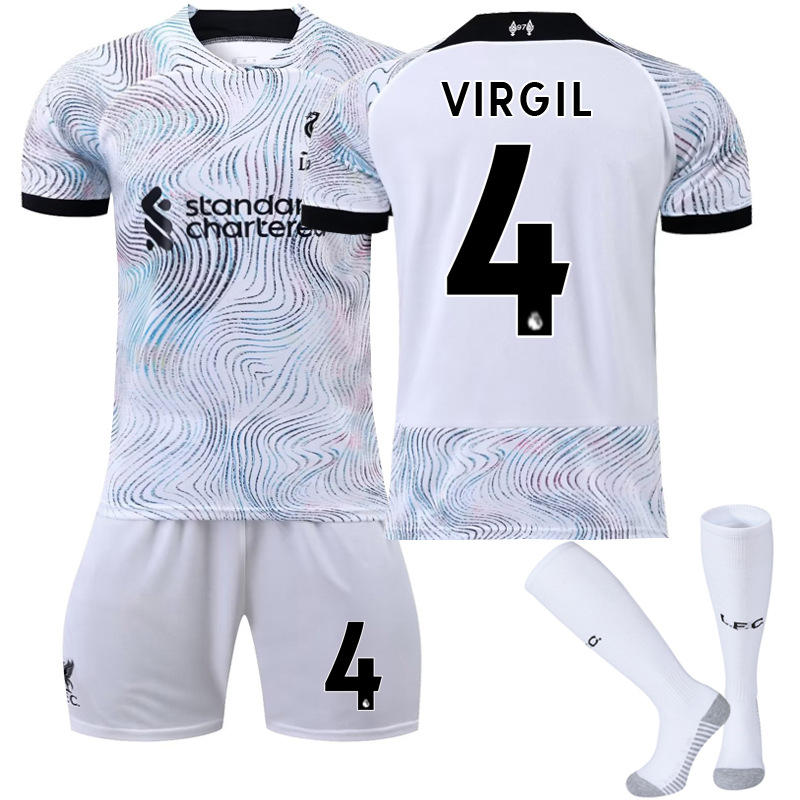 UONNO VIRGIL #4 Liverpool Home Jersey 2022/23 Soccer Jersey Kit Football T-shirt Set For Adult Kids