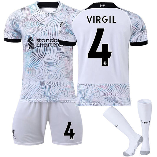 UONNO VIRGIL #4 Liverpool Home Jersey 2022/23 Soccer Jersey Kit Football T-shirt Set For Adult Kids