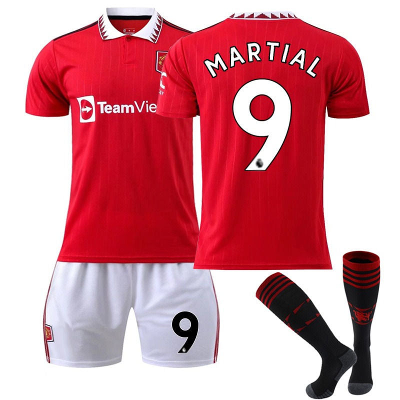 UONNO MARTIAL #9 Manchester United F.C Home Jersey 2022/23 Soccer Jersey Set For Adult Kids