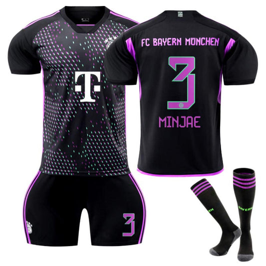 UONNO Bayern Away Jersey MINJAE #3 Soccer Jersey Kids Adult 3-Pieces Jersey Kits