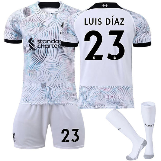 UONNO LUIS DIAZ #23 Liverpool Home Jersey 2022/23 Soccer Jersey Kit Football T-shirt Set For Adult Kids