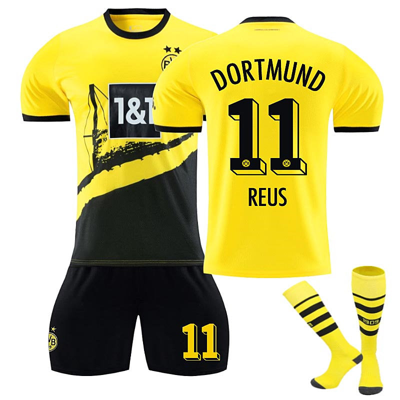 UONNO Dortmund Home Jersey REUS #11 Soccer Jersey Kids Adult 3-Pieces Jersey Kits