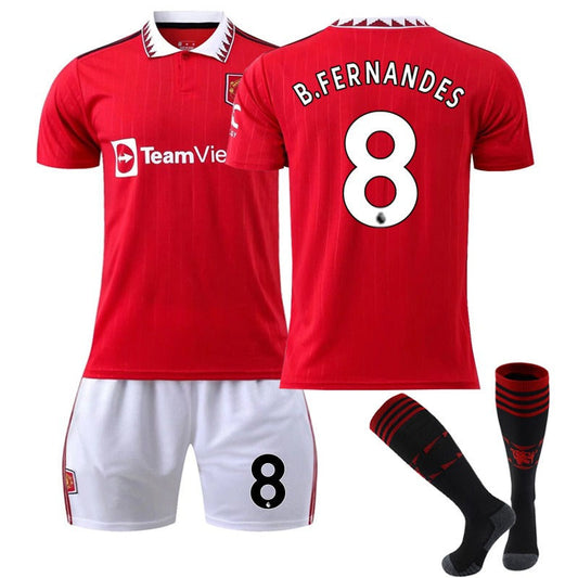 UONNO B.FERNANDES #8 Manchester United F.C Home Jersey 2022/23 Soccer Jersey Set For Adult Kids