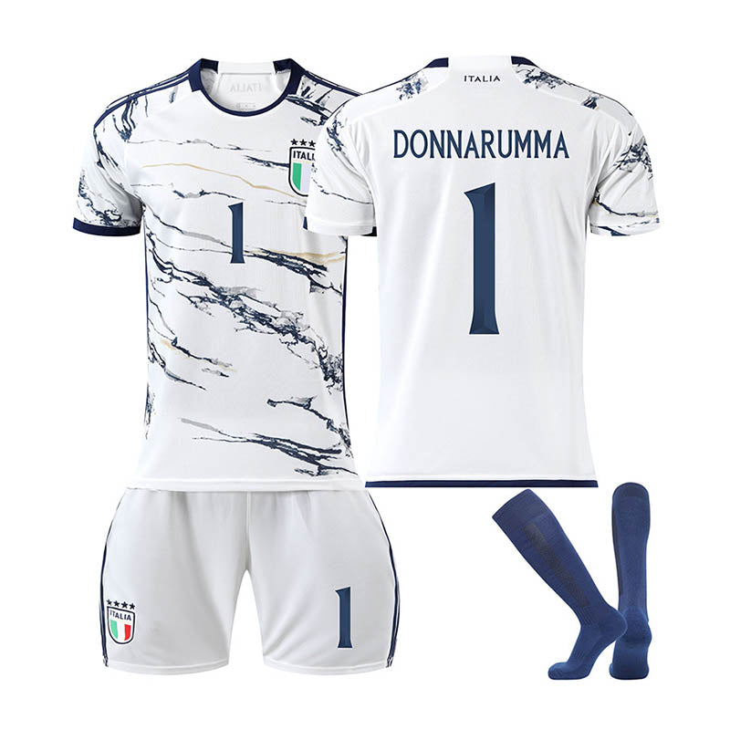 UONNO Italy Away Jersey DONNARUMMA #1 Soccer Jersey Kids Adult 3-Pieces Jersey Kits