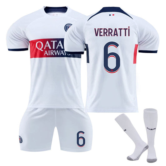 UONNO Paris Away Jersey VERRATTI #6 Soccer Jersey Kids Adult 3-Pieces Jersey Kits