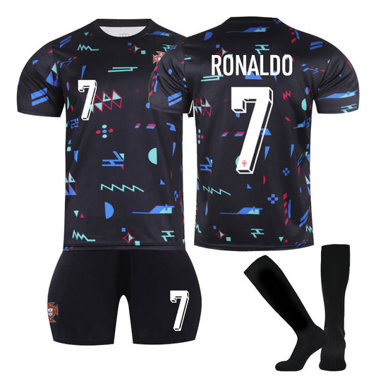 UONNO RONALDO #7 Portugal Training Clothes Soccer Jersey Kit Football T-shirt Set for Adult Kids