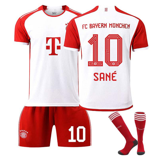 UONNO Bayern Home Jersey SANE #10 Soccer Jersey Kids Adult 3-Pieces Jersey Kits