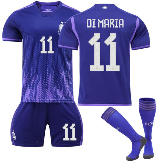 UONNO DI MARIA #11 Argentina Away Jersey 2022/23 Soccer Jersey Kit Football T-shirt Set For Adult Kids