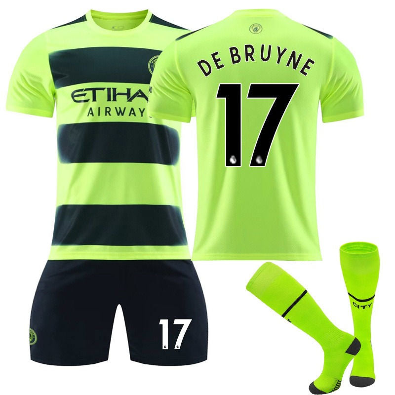 UONNO DE BRUYNE #17 Manchester Second Away Jersey 2022/23 Soccer Jersey Kit For Adult Kids