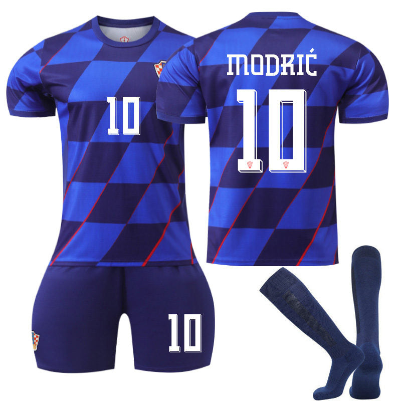 UONNO MODRIC #10 Croatia Away Jersey Soccer Jersey Kit Football T-shirt Set for Adult Kids