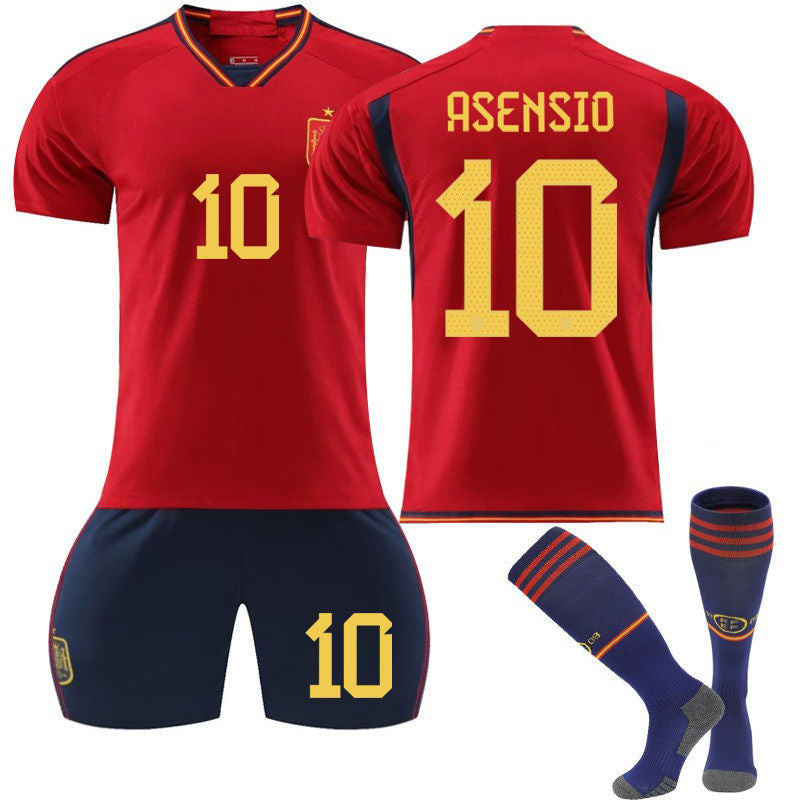 UONNO ASENSIO #10 Spain Home Jersey 2022/23 Soccer Jersey Kit Football T-shirt Set For Adult Kids