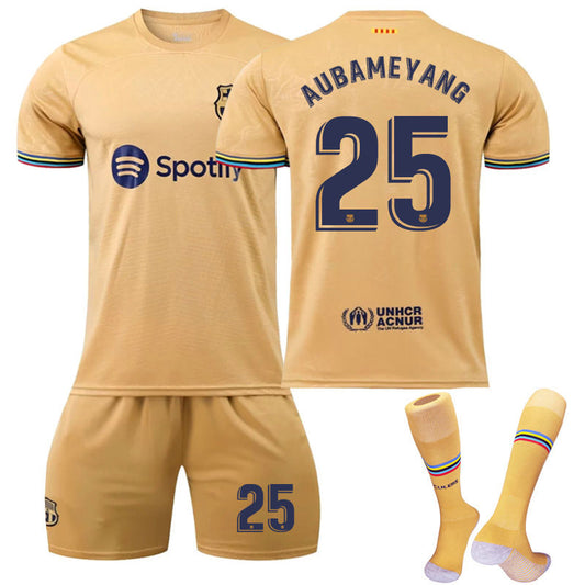 UONNO AUBAMEYANG #25 Barca Away Shirt 2022/23 Soccer Jersey Kit Football Set For Adult Kids