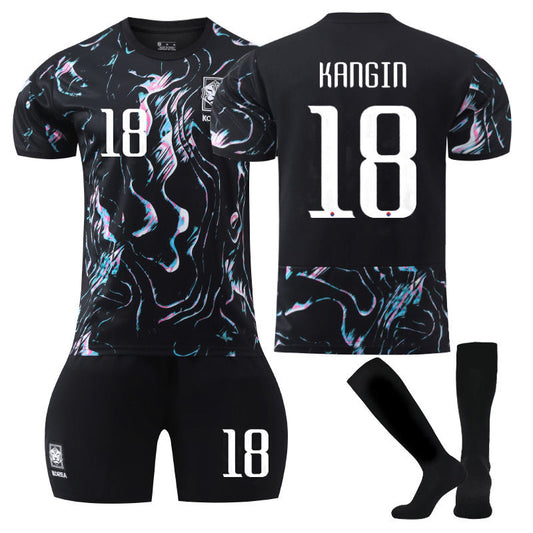 UONNO KANGIN #18 Korea Away Jersey Soccer Jersey Kit Football T-shirt Set for Adult Kids