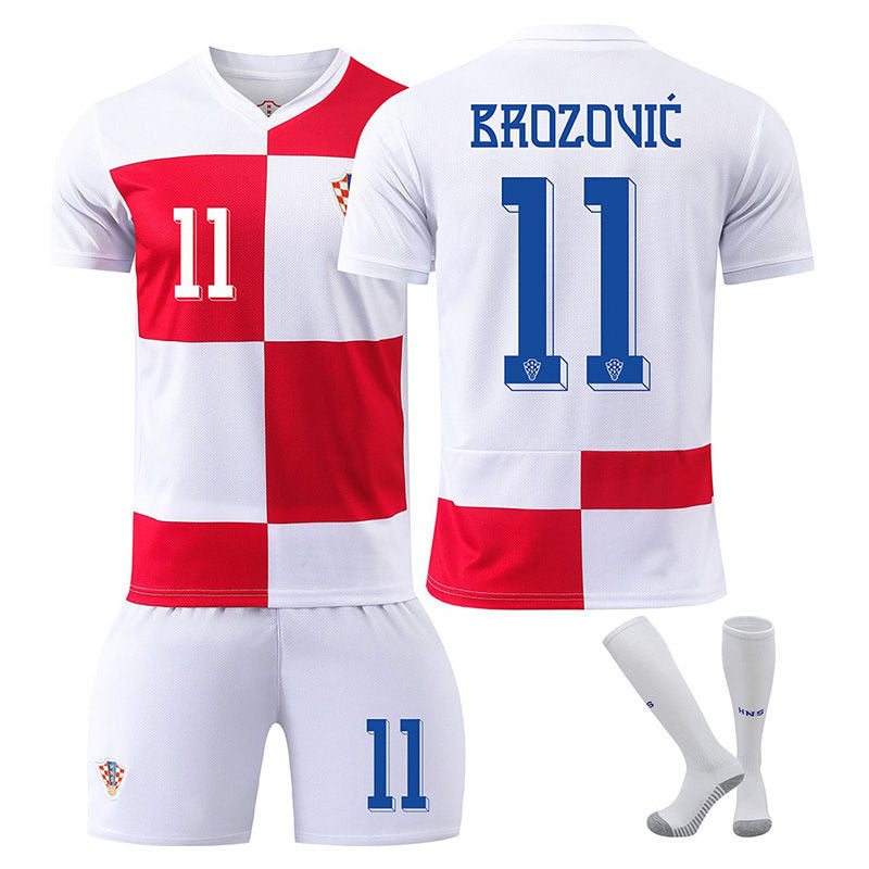 UONNO BROZOVIC #11 Croatia Home Jersey Soccer Jersey Kit Football T-shirt Set for Adult Kids