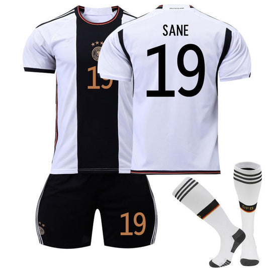 UONNO SANE #19 Germany Home Jersey 2022/23 Soccer Jersey Kit Football T-shirt Set For Adult Kids