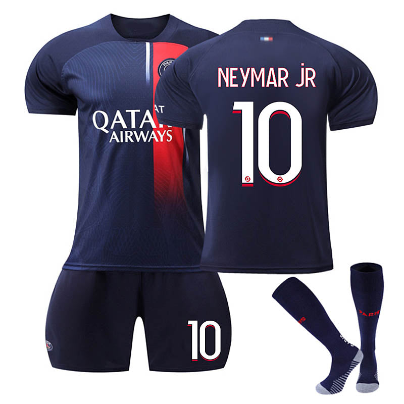 UONNO Paris Home Jersey NEYMAR JR #10 Soccer Jersey Kids Adult 3-Pieces Jersey Kits