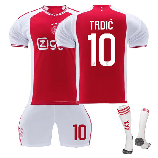 UONNO Ajax Home Jersey TADIC #10 Soccer Jersey Kids Adult 3-Pieces Jersey Kits