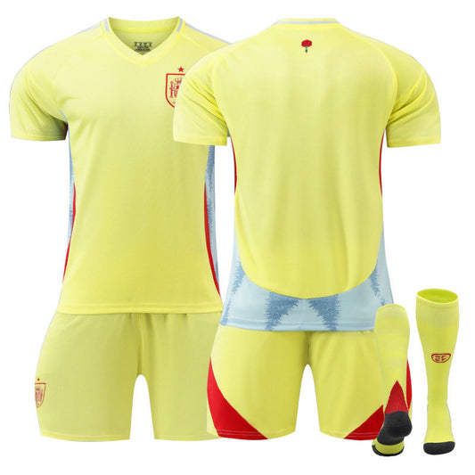 UONNO Spain Away Jersey Soccer Jersey Kit Football T-shirt Set for Adult Kids