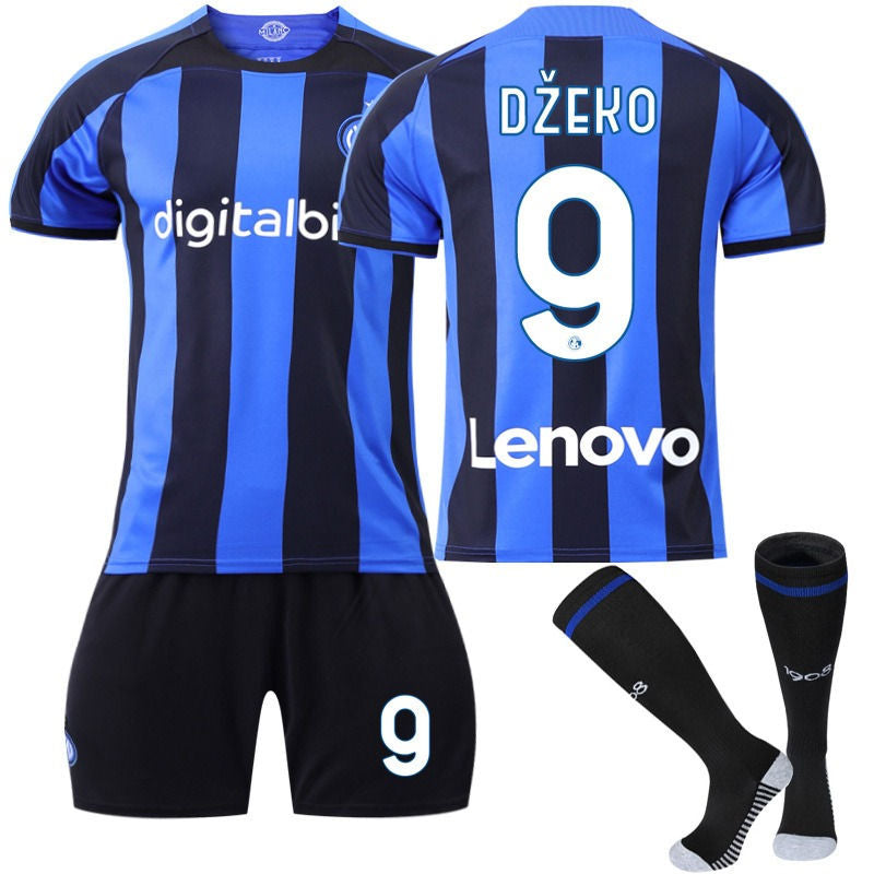 UONNO DZEKO #9 Milano F.C Home Jersey 2022/23 Soccer Jersey Kit Football T-shirt Set For Adult Kids