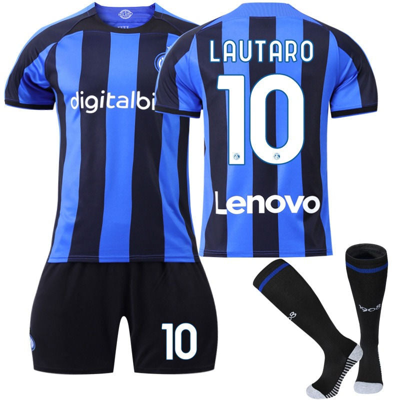 UONNO LAUTARO #10 Milano F.C Home Jersey 2022/23 Soccer Jersey Kit Football T-shirt Set For Adult Kids