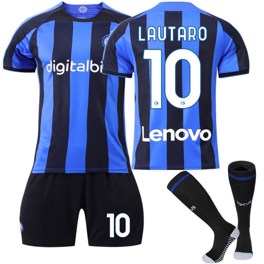 UONNO LAUTARO #10 Milano F.C Home Jersey 2022/23 Soccer Jersey Kit Football T-shirt Set For Adult Kids