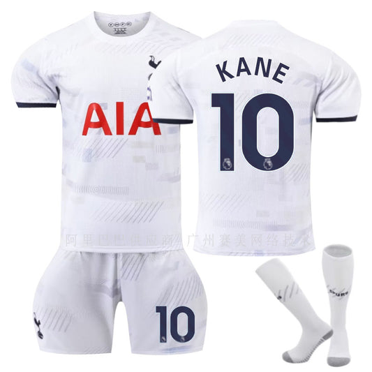 UONNO Spurs Home Jersey KANE #10 Soccer Jersey Kids Adult 3-Pieces Jersey Kits-White