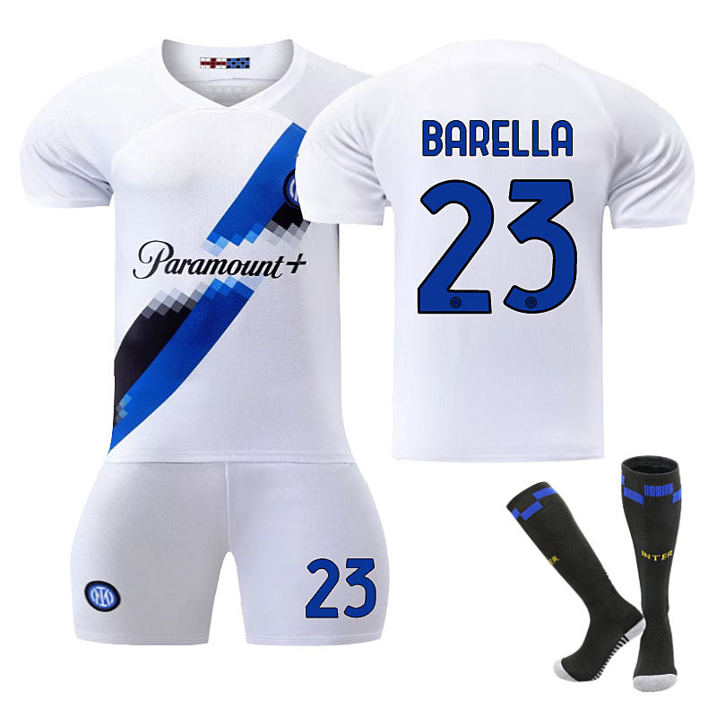 UONNO INTER Away Jersey BARELLA #23 Soccer Jersey Kids Adult 3-Pieces Jersey Kits