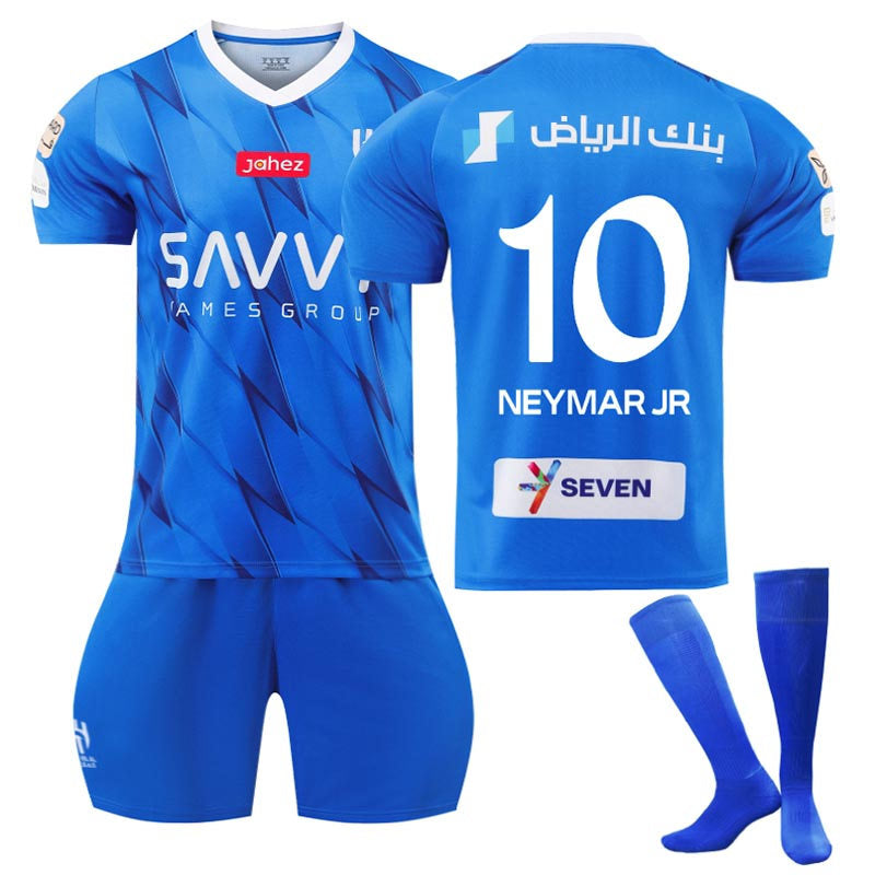 UONNO Al-Hilal Saudi Football Club Home Jersey NEYMAR JR #10 Soccer Jersey Kids Adult 3Pcs Jersey Kits