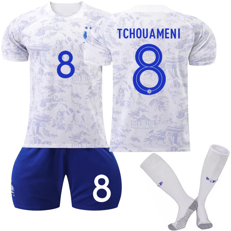 UONNO France National Team Away Jersey 2022-23 TCHOUAMENI #8 Soccer Jersey for Kids Adult