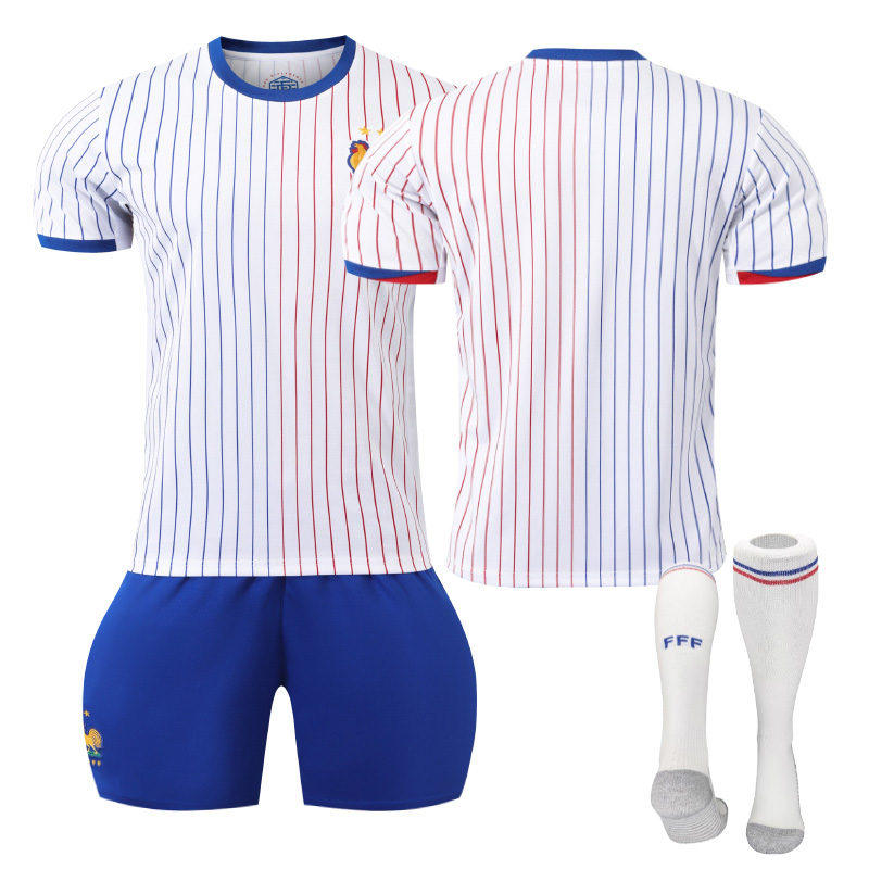 UONNO French Away Jersey Soccer Jersey Kit Football T-shirt Set for Adult Kids