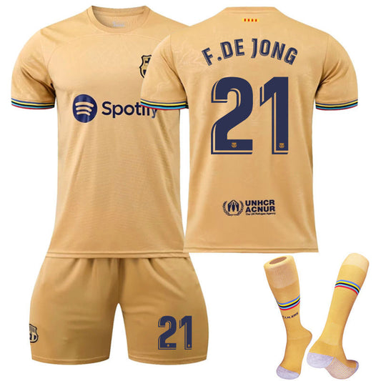 UONNO F.DE JONG #21 Barca Away Shirt 2022/23 Soccer Jersey Kit Football Set For Adult Kids