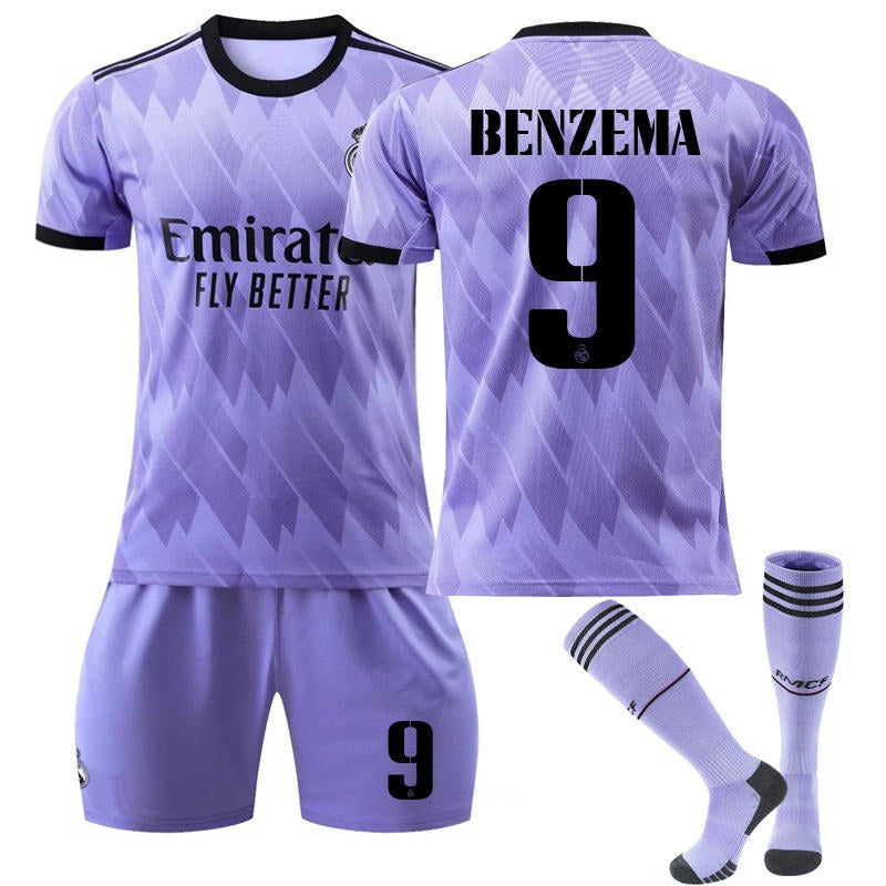 UONNO BENZEMA #9 Real Madrid Club Away Jersey 2022/23 Soccer Jersey Kit For Adult Kids