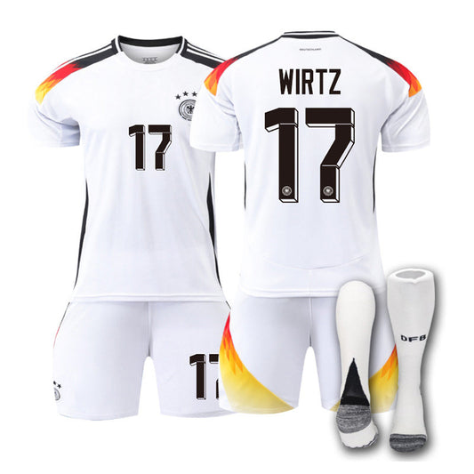 UONNO WIRTZ #17 Germany Home Jersey Soccer Jersey Kit Football T-shirt Set for Adult Kids