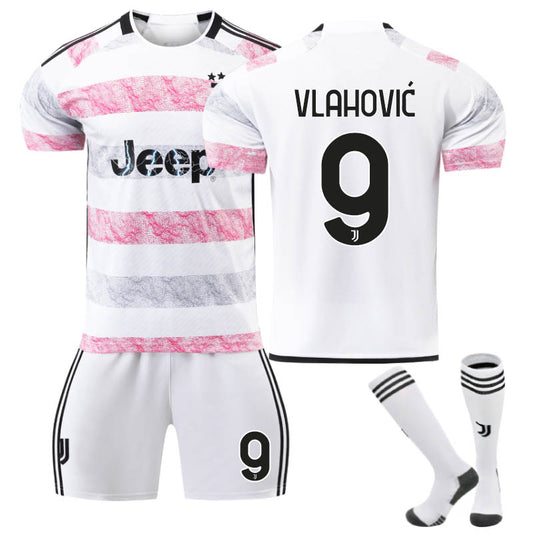 UONNO Juventus Away Jersey VLAHOVIC #9 Soccer Jersey Kids Adult 3-Pieces Jersey Kits