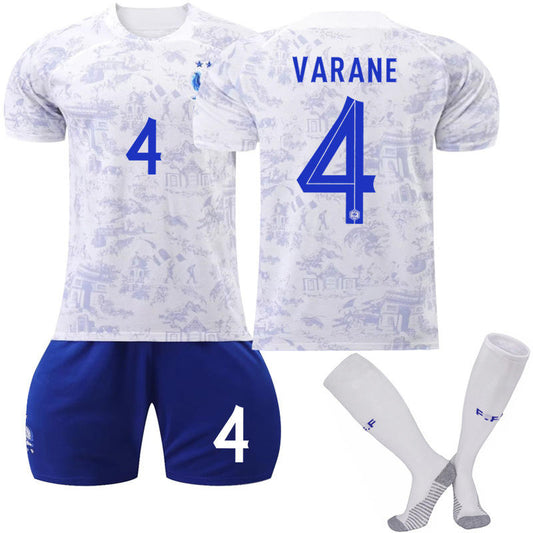 UONNO France National Team Away Jersey 2022-23 VARANE #4 Soccer Jersey for Kids Adult