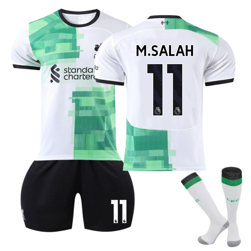 UONNO Liverpool Away Jersey M.SALAH #11 Soccer Jersey Kids Adult 3-Pieces Jersey Kits